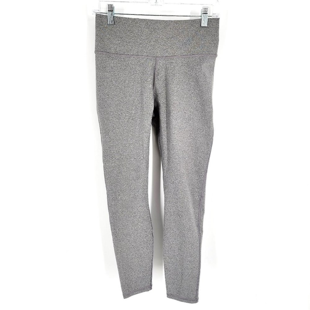 Fabletics Leggings Athletic Heathered Grey Stretch Activewear Inside Pockets Gym